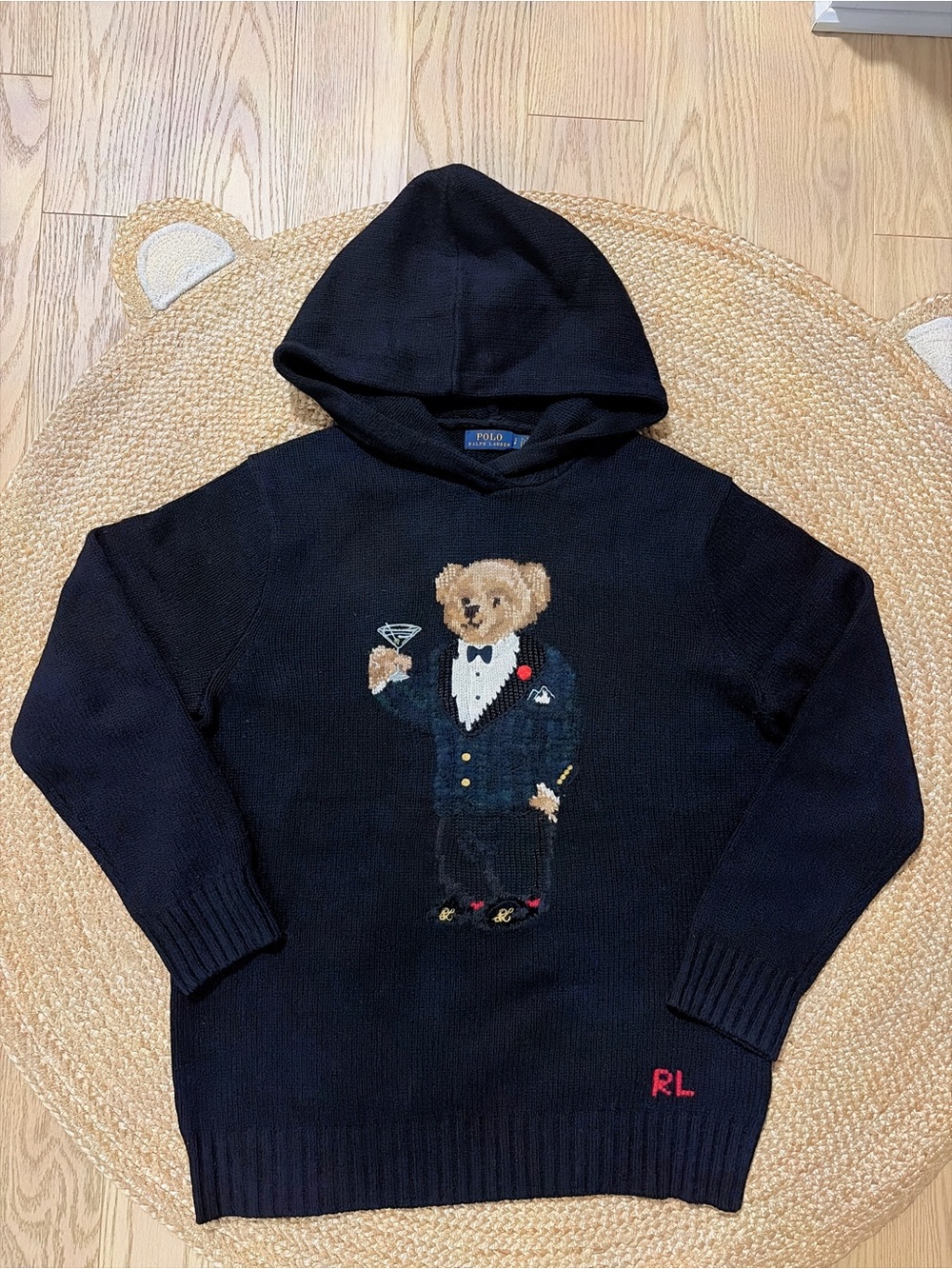 (NWOT)Polo by Ralph Lauren Black Bear Knit Hooded Sweater
